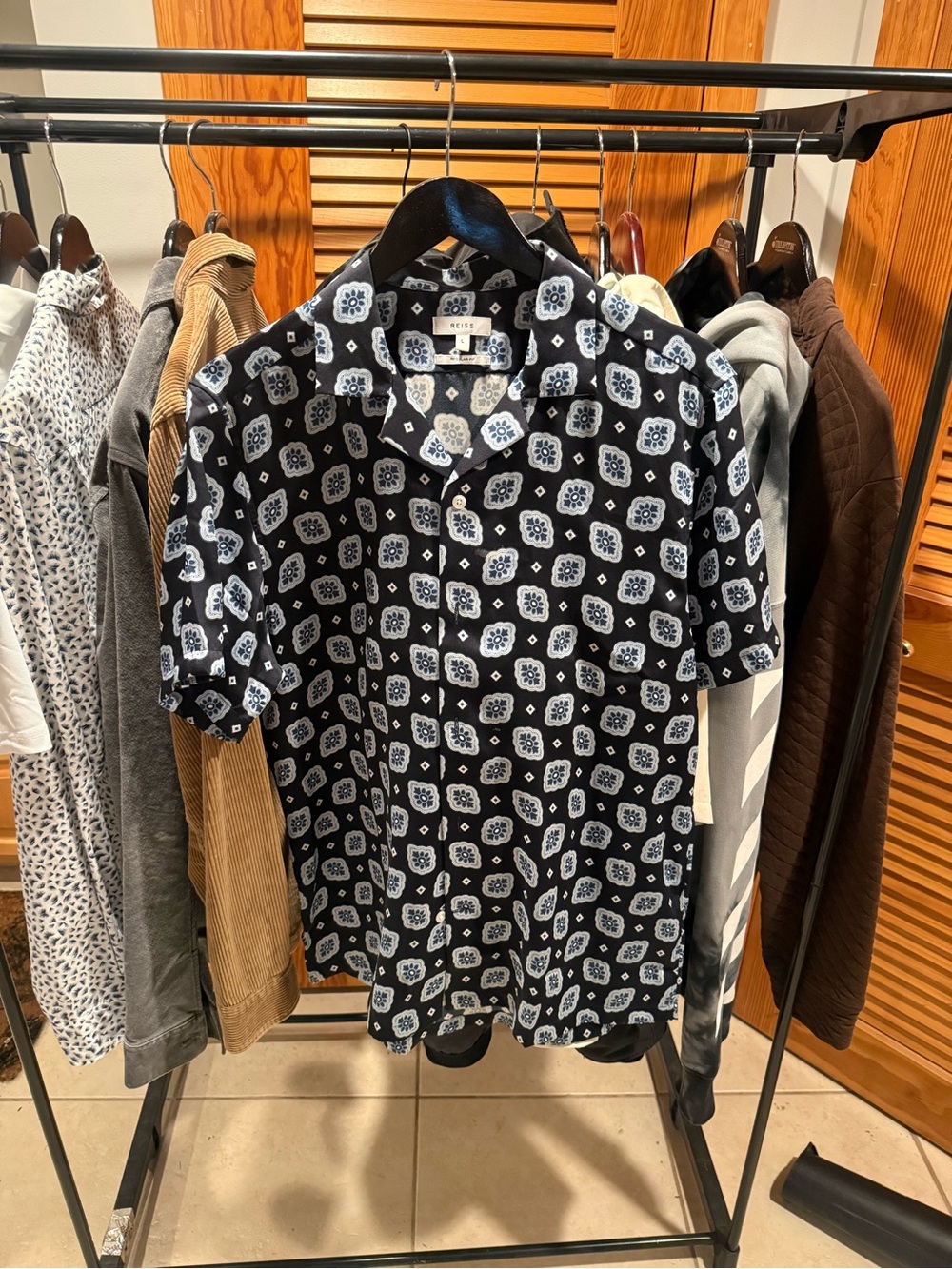 REISS Patterned Short-Sleeve Shirt